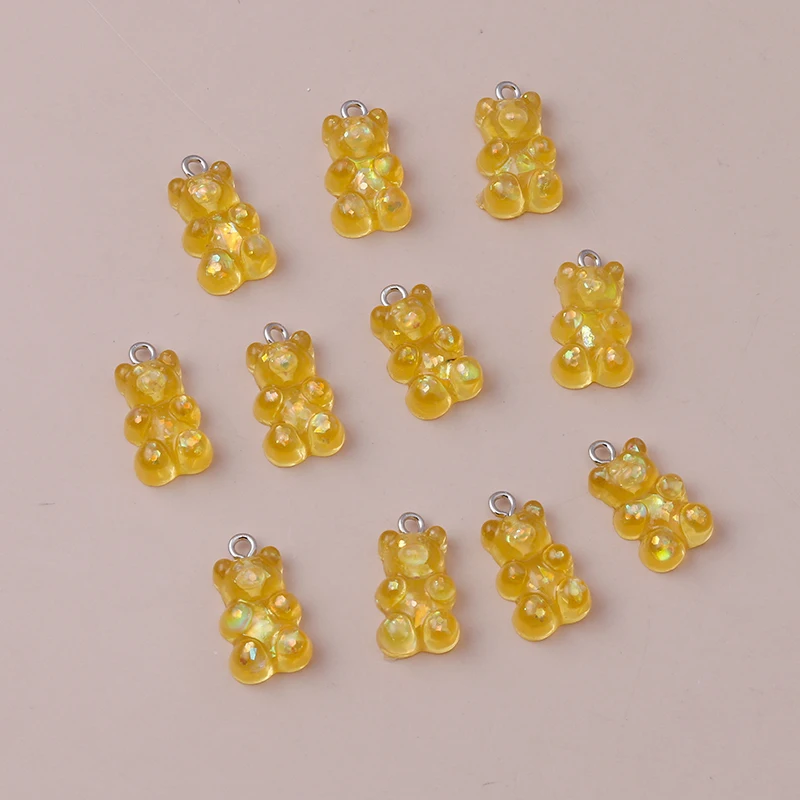10 stücke 11*22mm Cartoon Tier Charms für Schmuck Machen Harz Pailletten Gummy Bär Charms Anhänger für DIY halsketten Ohrringe Geschenk – Detail 7
