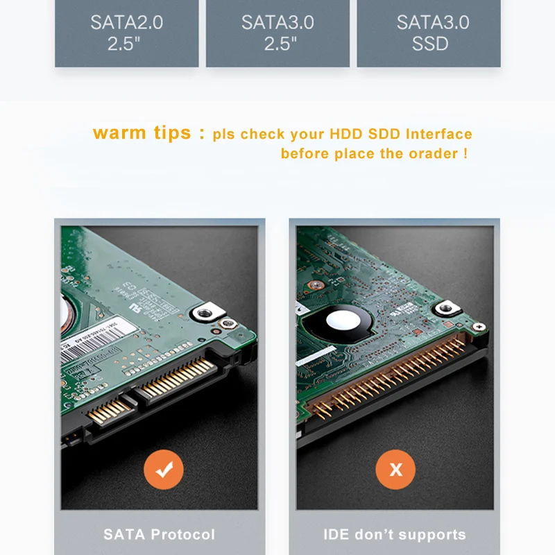 2.5  HDD ̽ ׷̵ SATA to USB 3.1 Gen1 5Gbps  ϵ ̺ ̽, HDD Ŭ SSD ũ ̽  UASP