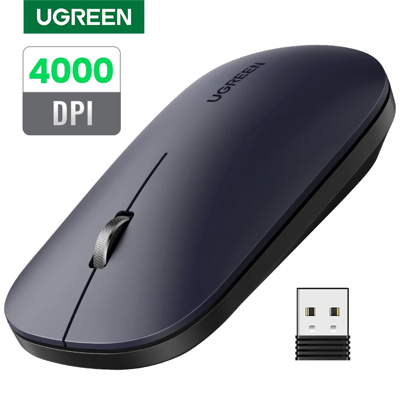 UGREEN Mouse Wireless Silent Mouse 4000 DPI For Computer Laptop PC Mice Souris Sans Fil 3cm Thin Slim Quiet 2.4G Wireless Mouse