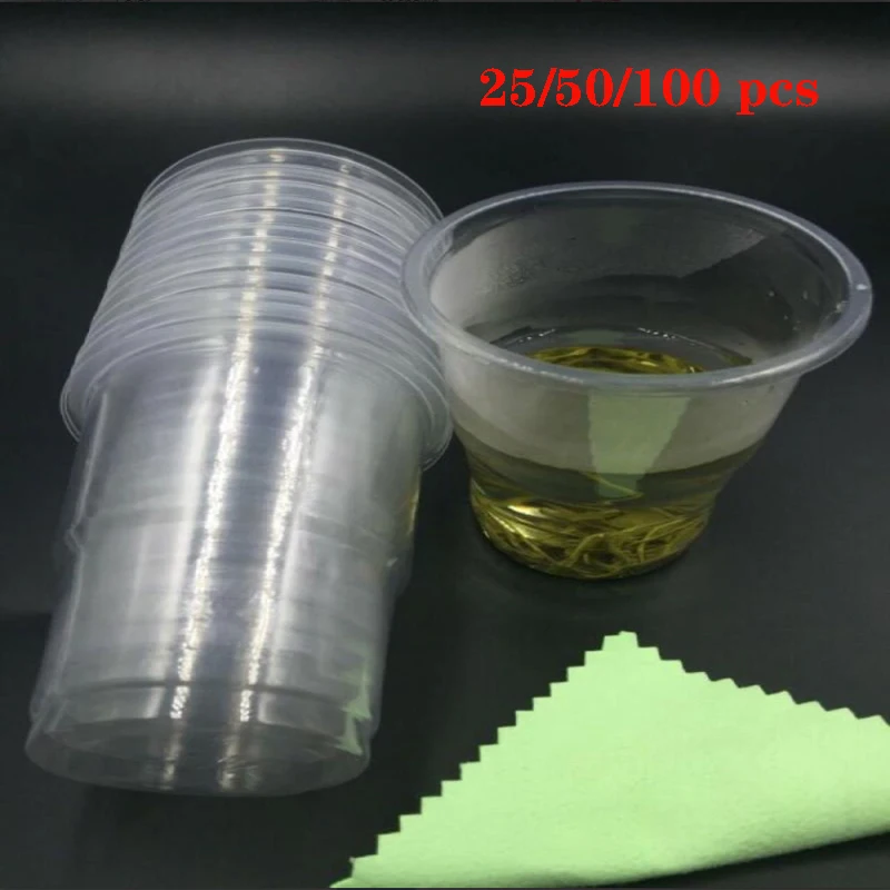일회용 투명 플라스틱 컵, 야외 피크닉, 생일, 주방 파티 식기, 시음 200ml, 25 개, 50/100 개, 신제품
