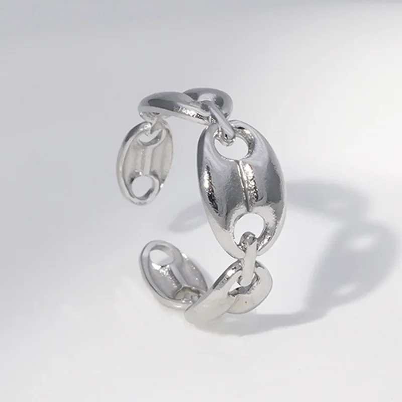 Hip Hop Cuban Coffee Bean Rings for Women Men Stainless Steel Gold Silver Color Adjustable Open Finger Rings Accessories Gift 3