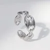 Hip Hop Cuban Coffee Bean Rings for Women Men Stainless Steel Gold Silver Color Adjustable Open Finger Rings Accessories Gift 3