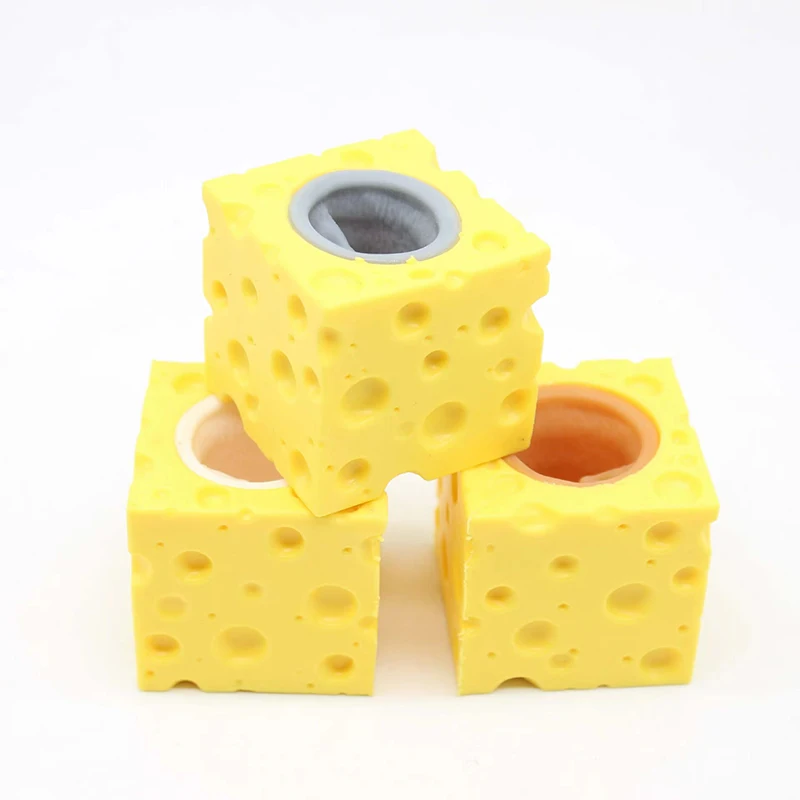 

Pop up Funny Mouse and Cheese Block Squeeze Anti-stress Toy Hide and Seek Figures Stress Relief Fidget Toys for Kids Adult