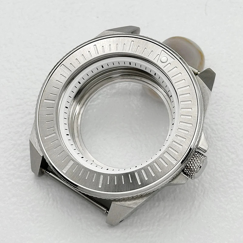 Mod 44mm Silbernes King Samurai Uhrengehäuse mit Transparentem Boden, Passend für NH34 NH35 NH36 4R 7S Uhrwerke, Saphirglas Uhrengehäuse zum Nachrüsten – Detail 6
