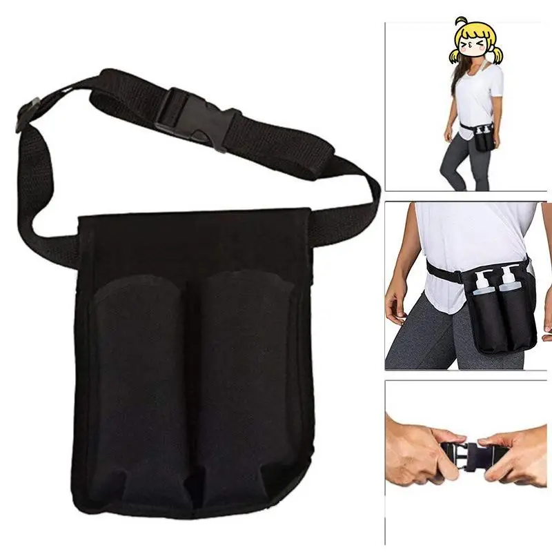 Einzelnes Doppel-Massageflaschenholster, Kunststoffschnalle, Massageöl, Taillenholster, stilvoll, tragbar, für Parfümeure, Physiotherapeuten – Detail 2