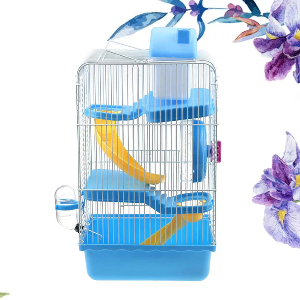 

Three Layers Hamster Cage Includes Water Bottle Exercise Wheel Dish Hamster Hide- Out Small House for Pets Chinchilla Hamster