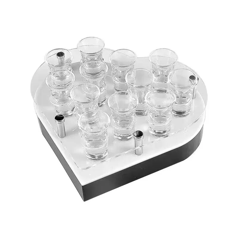 Cocktail Display Rack Ktv Nightclub Glow In The Dark Party 12 Hole Love Bullet Cup Wine Glass Holder Bar Shot Glasses Heart Tray