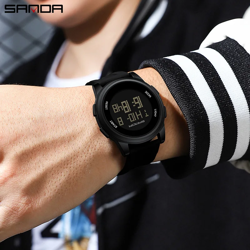 Sanda Cross border New Electronic Form Display Student Fashion Men's and Women's Watch Trendy Night Light Waterproof Watch Whole