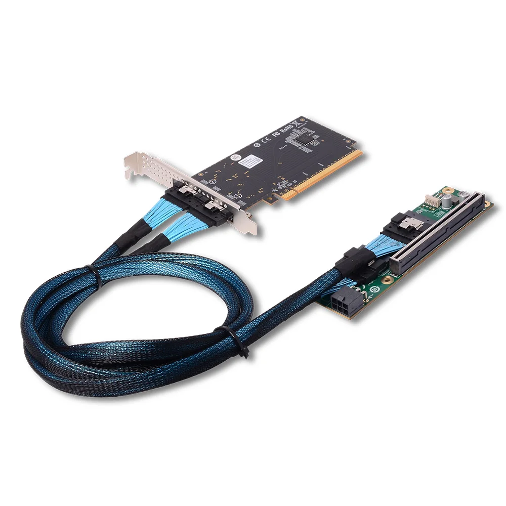 PCIe 4.0 5.0 x16 슬림 SAS SFF-8654 라이저 마더보드 MCIO 분할 카드 단일 슬롯 그래픽 카드 GPU 외부 확장 어댑터