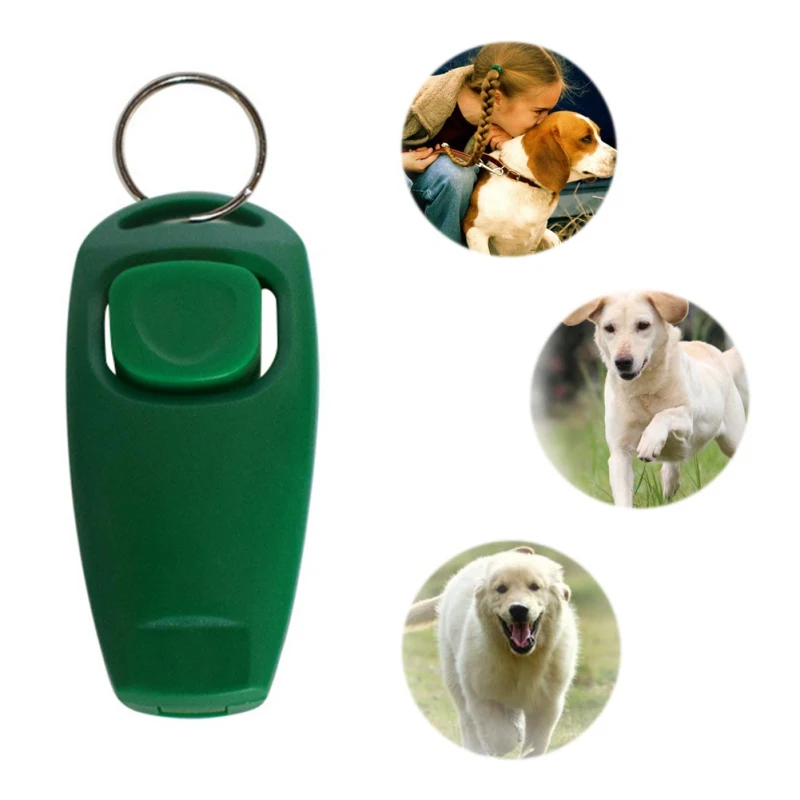 2 In 1 Pet Dog Clicker Dog Training Whistle Clicker Trainer Puppy Stop Barking Training Aid Tool with Key Ring Pet Supplies