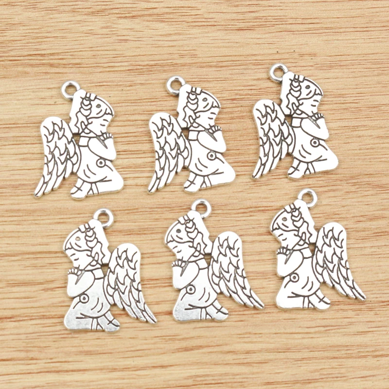 15pcs 23x16mm Antike Silber Überzogene Engel Mädchen Mit Flügel Handgemachte Charme Anhänger: DIY für armband halskette