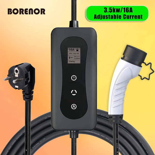 BORENOR 3.5KW New Type 2 Portable EV Charger Electric Vehicle Car