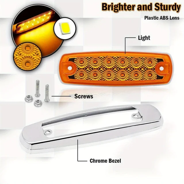 4/2PCS 12-24V 12LED Side Marker Gap Light Clearance Car Trailer Indicator Truck Bus Caravan-Amber/Red/White Tricolor Optional 5