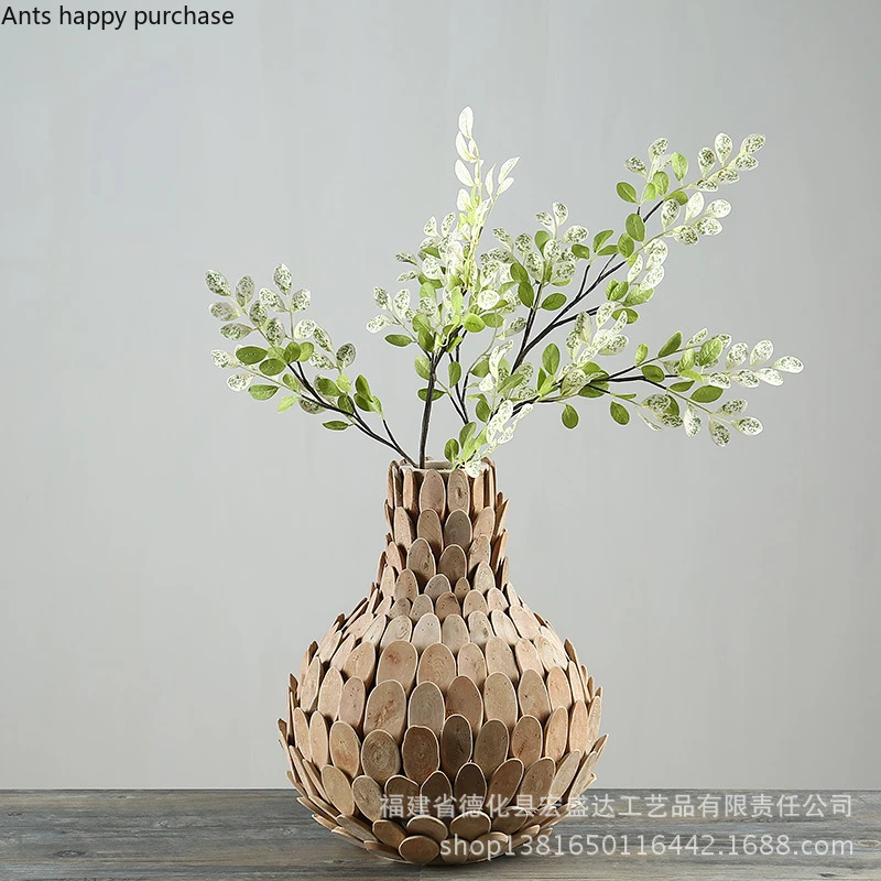 

Деревянная ваза ручной работы, сушеные цветы, строительный контейнер, настольные декоративные вазы, украшение для дома, ремесла, подарок