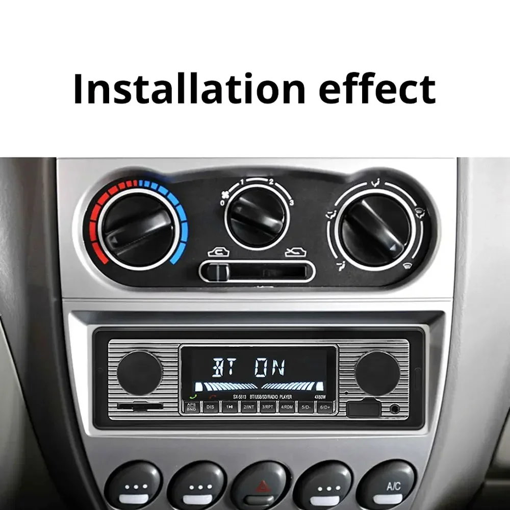 1 Din Car Radio MP3 Player Vintage Dual Knob Digital Bluetooth Audio Radio Multimedia Music USB SD Stereo Dash AUX Input