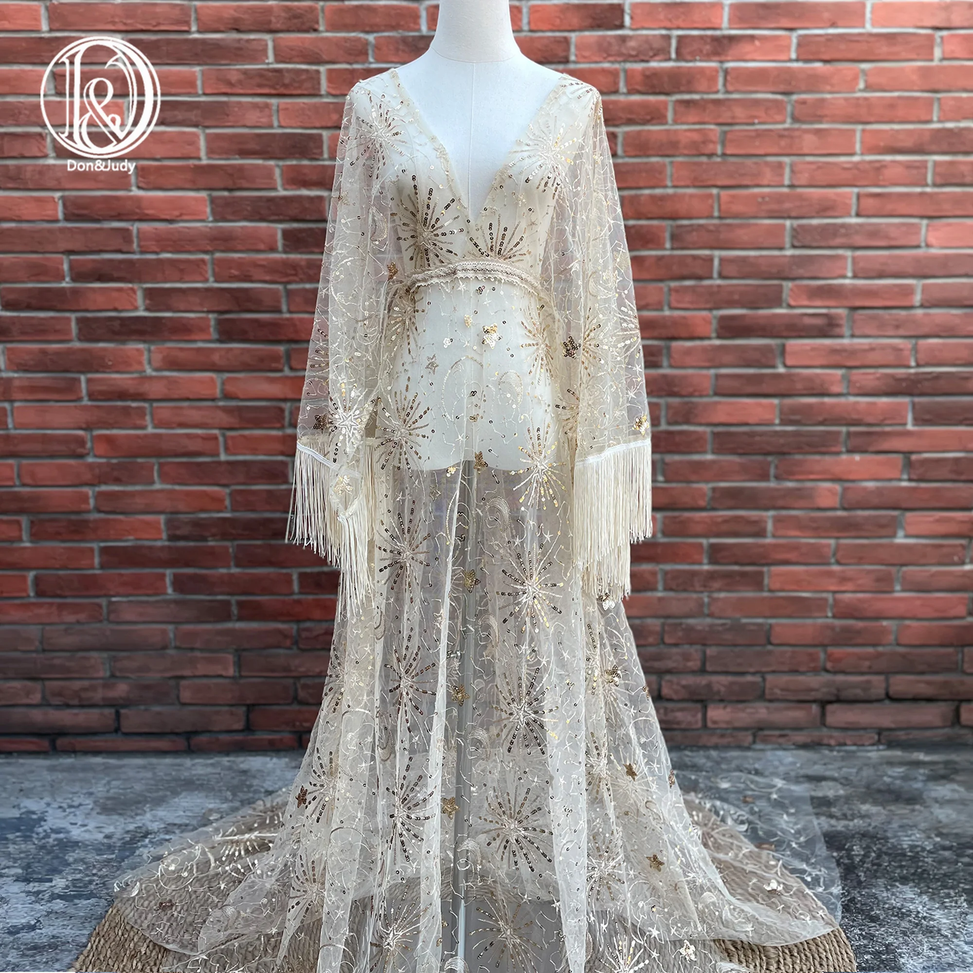 Don&ampJudy Sparkly Moon and Star Tulle Maternity Dresses For Photo Shoot Evening Clothes V-Neck Boho Party Gowns Vestido 2022 New |