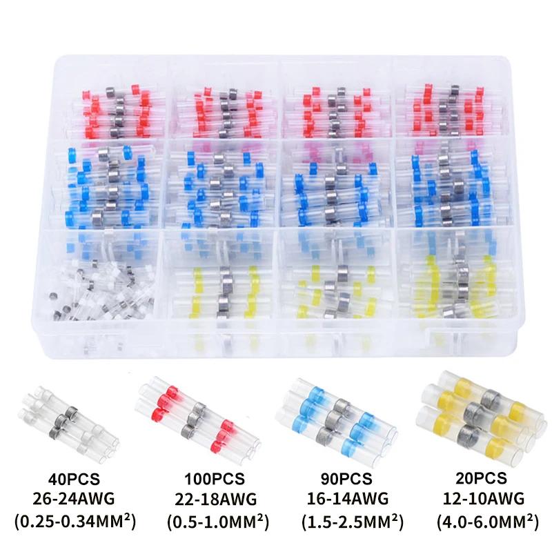 50/100/250PCS smíšené horko stáhnout obvázat terminálů vodotěsný pájecí rukáv trubice elektrický drát izolovaného objímka konektorů souprava