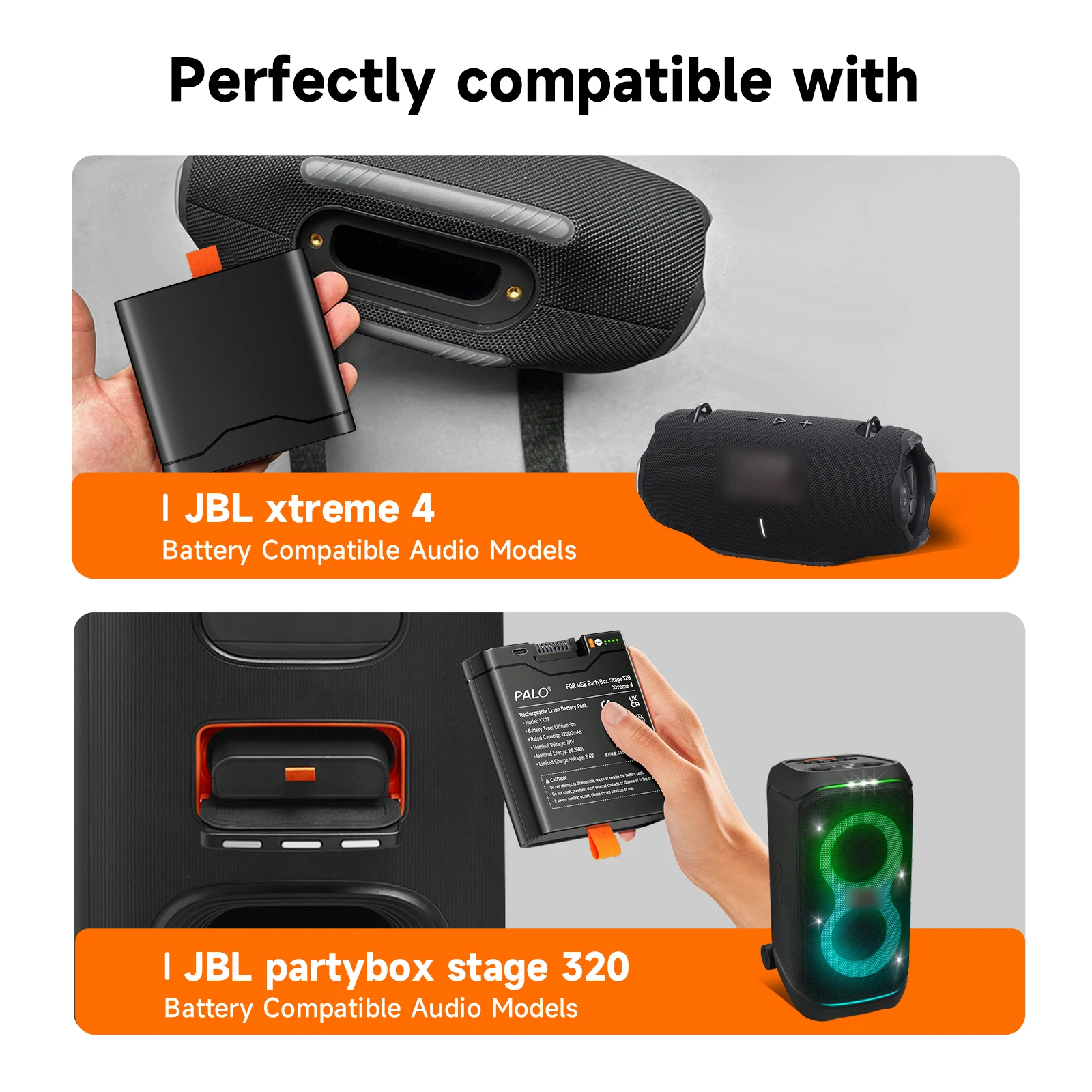 JBL Xtreme 4 PartyBox Stage 320用交換バッテリー 12000mAh、JBL