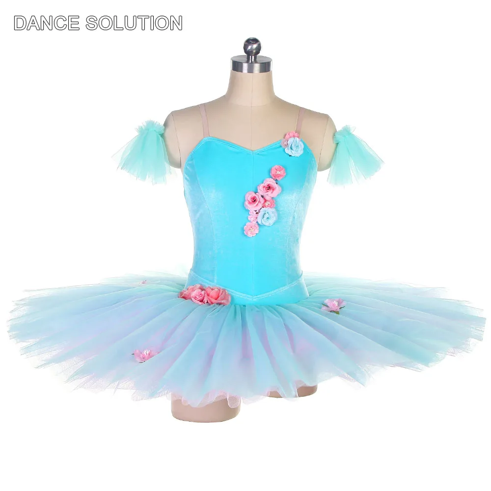 

Aqua Blue Velvet Bodice Suspender Ballet Tutu Costume for Girls & Women Ballerina Stage Performance Pancake Tutu Dress BLL461