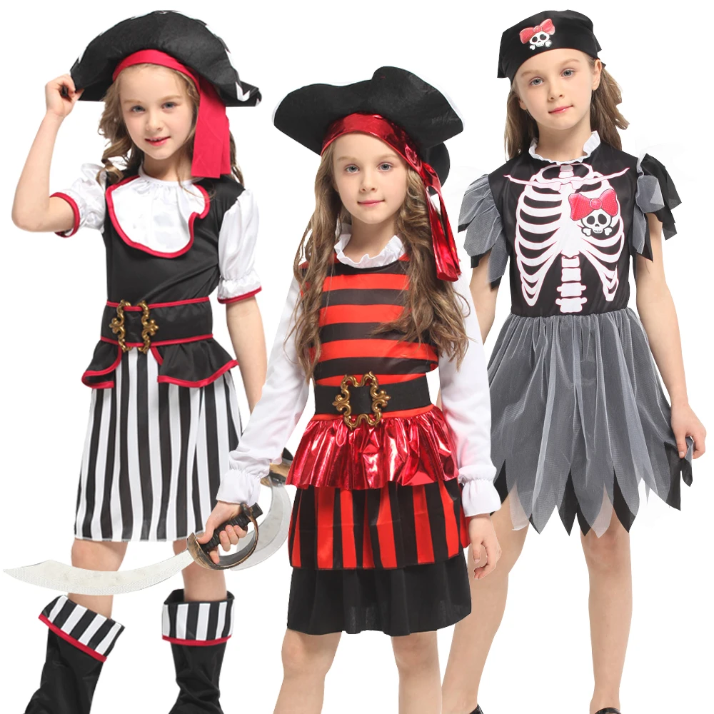 Halloween Caribbean Pirate Girl Suit Pirate Themed Event Costumes Girl Pirate Role-playing Set