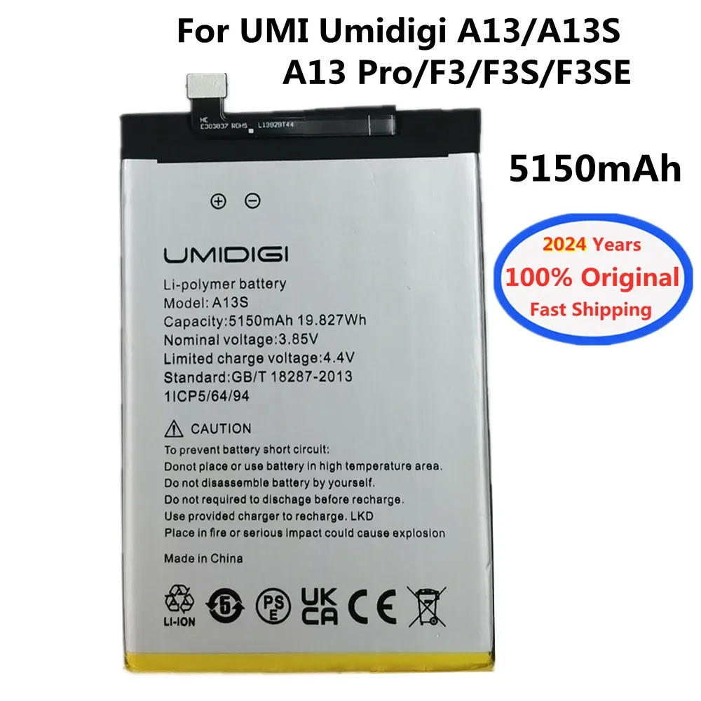 

2024 Years UMI Original Battery For Umidigi A13S A13 / A13 Pro F3 F3S F3SE Phone Battery 5150mAh High Quality Bateria In Stock