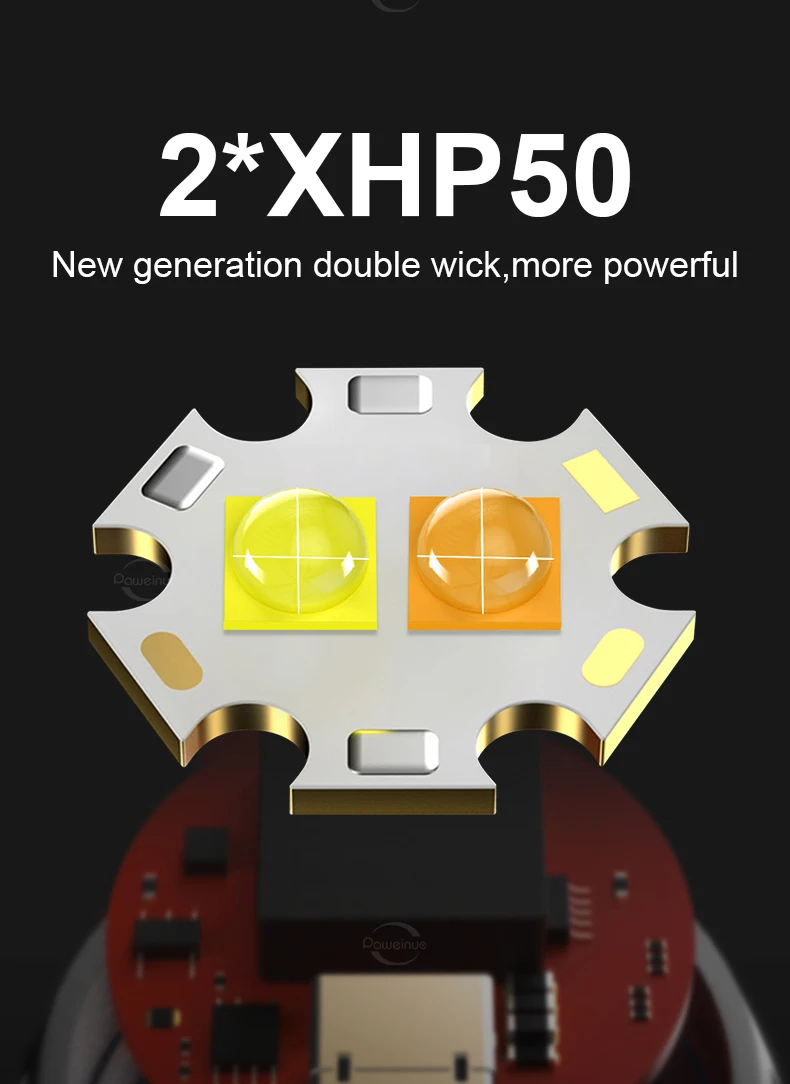 Description Picture 6 of item5000mAh Diving Flashlight 2*XHP50 LED Lantern Rechargeable Torch Light IPX8 Waterproof Professional Diving Scuba Flashlights