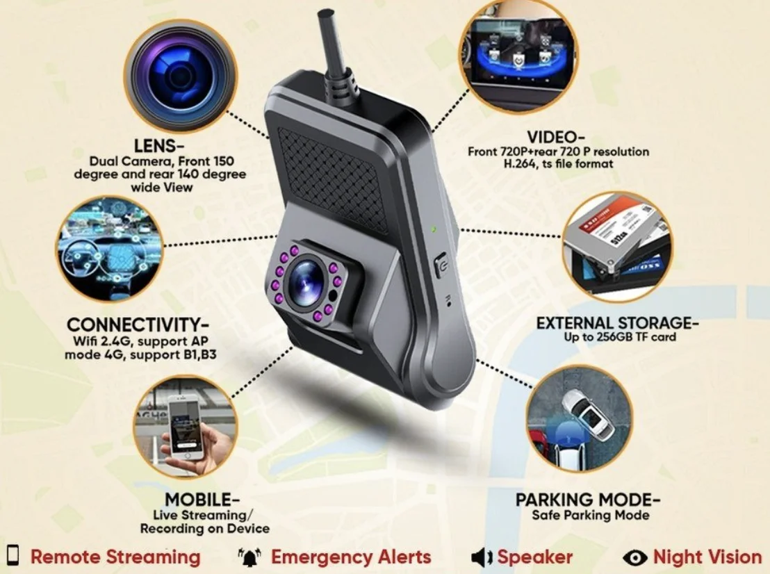 3pc JX16 JC400P Dual-Channel Wifi Hotspot Live Video Tracking GPS Dash Cam With Tracking Platform For Car Truck