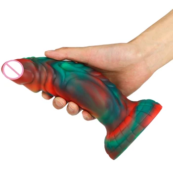 Silicone Colorful Anal Plug Suction Cup Adult Animal Monster Dragon Penis Vaginal Dildos Sex Toys For Women Vagina 5