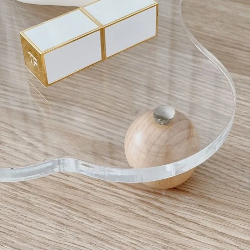Jewelry Storage Rack Perfume Cosmetics Storage Rack Tabletop  Wooden Base Acrylic Tray Storage Tray Household Storage Tray ZF495 5