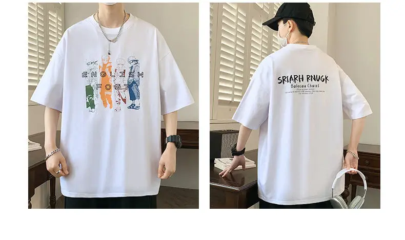 Modische Bedruckte Herren-Baumwoll-T-Shirts Neu 2026 Sommer Jugend High Streetwear Lässiges Oberteil & T-Shirts Locker Sitzende Kurzarm-T-Shirts Kleidung – Detail 5