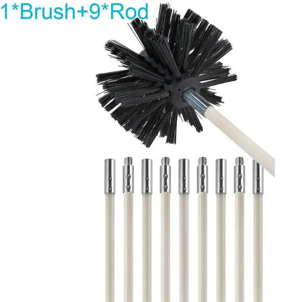 Flexible Chimney Sweep Set Flue Sweeping Brush & Rod Kit Soot Cleaning Rods Nylon Brush Cleaning Tool Kit images - 6