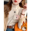 Women's Turtleneck Sweater Winter 2025 Retro Red with Velvet Lining Thickened Inner Wear Thermal Knitting Bottoming Shirt 3