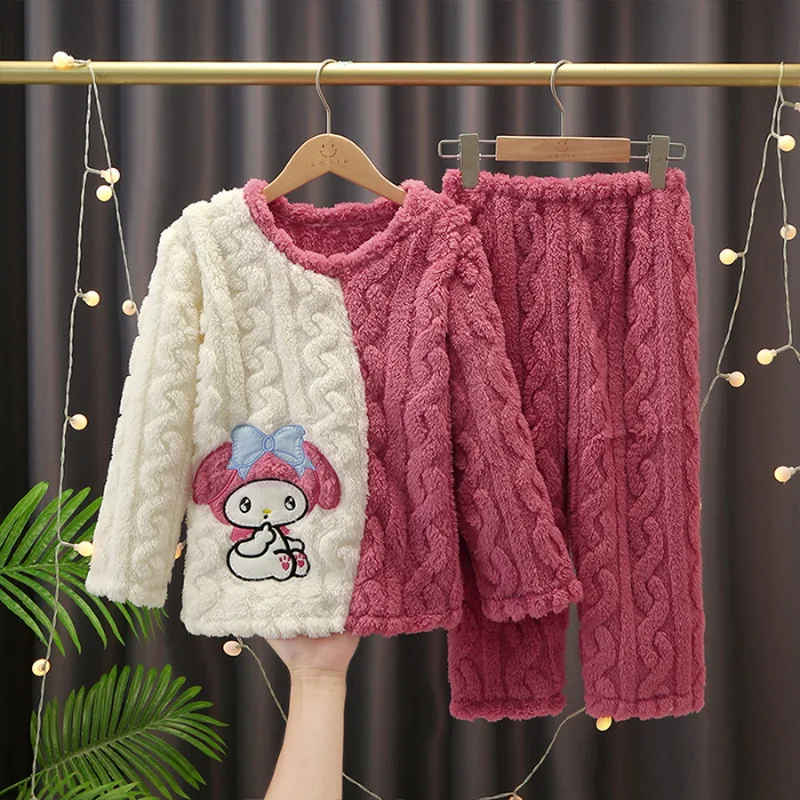

New Winter Children Pajamas Girls Princess Loungewear Coral Fleece Kids Pijamas Warm Flannel Sleepwear Homewear Teen Pyjama Set