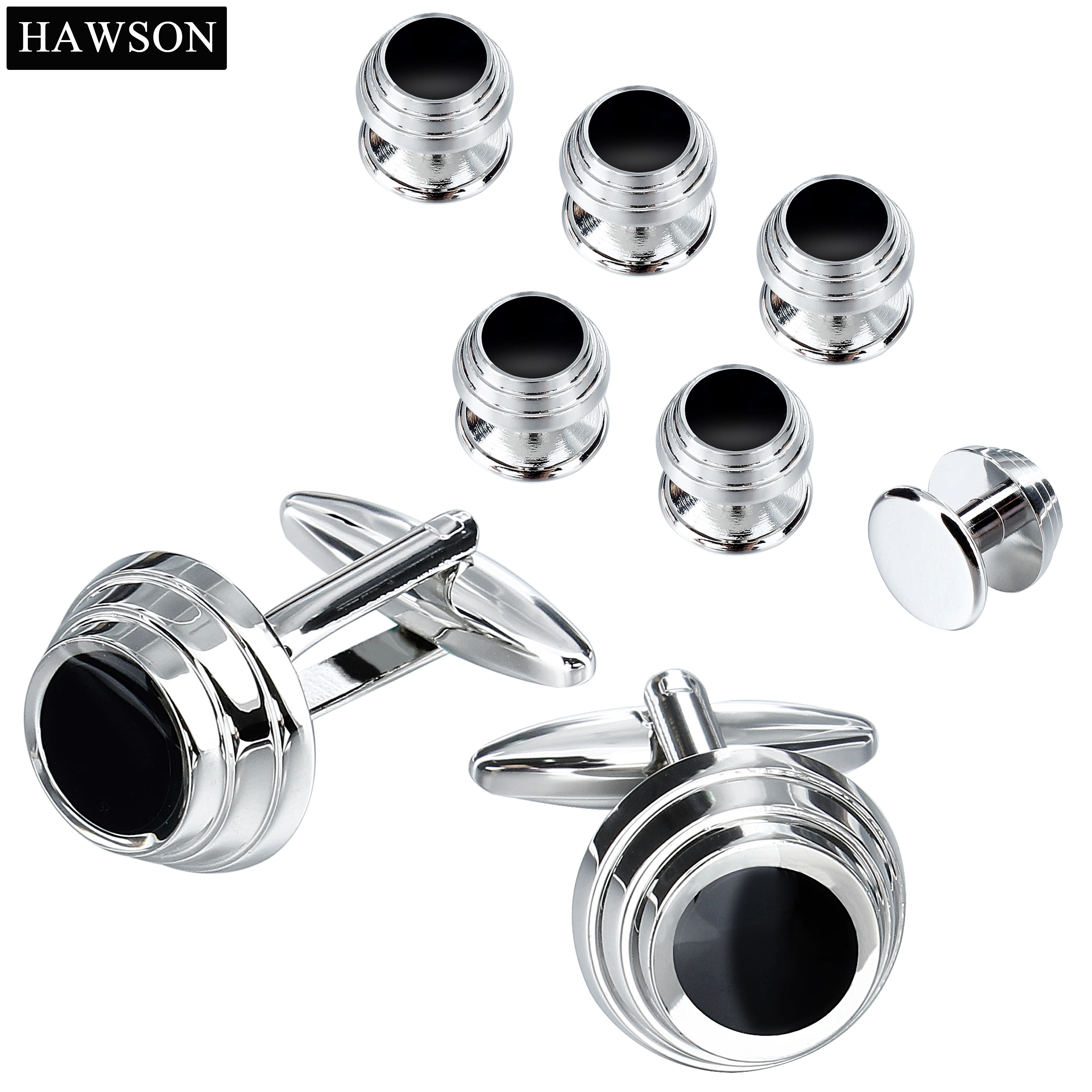 HAWSON 남성용 에나멜 커프스 단추 세트, 남성 패션 및 고품질 턱시도 셔..