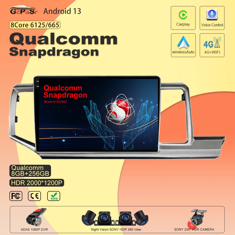 

Android 13 автомобильный проигрыватель Qualcomm Snapdragon для HONDA STEPWGN 2009-2015, автомобильное радио, мультимедийный видеоплеер, навигация GPS DSP