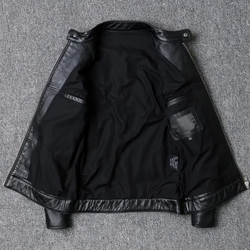 جلد البقر سترة جلدية حقيقية الرجال جلد الغنم معطف ربيع الخريف حقيقية سترات من الجلد للرجال حجم كبير Vintage 2023 KJ3303 - Image 2