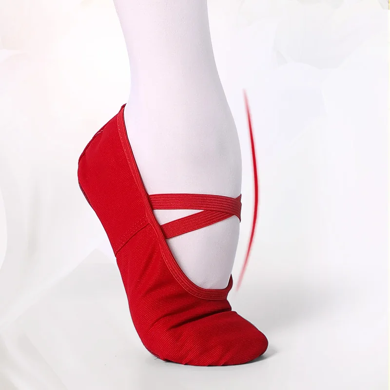Zapatillas de Ballet para niñas y mujeres, zapatos de baile de Ballet, zapatos de entrenamiento de gimnasia para adultos, zapatos de Ballet de suela suave de lona - Imagen 4