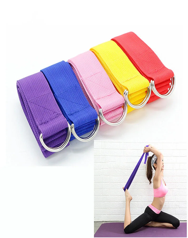 Multicolors Port Yoga Stretch Strap D-Ring Belts Gym Waist Leg Expansion Fitness Booty Cloth Rubber Band 183cm 16 Colors yoga resistance bands yoga strap