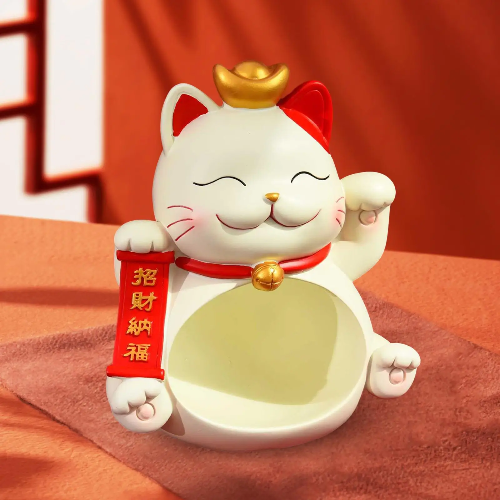 Cat Sculpture Storage Bowl Animals Figurine Key Storage Tray for Table Decoration
