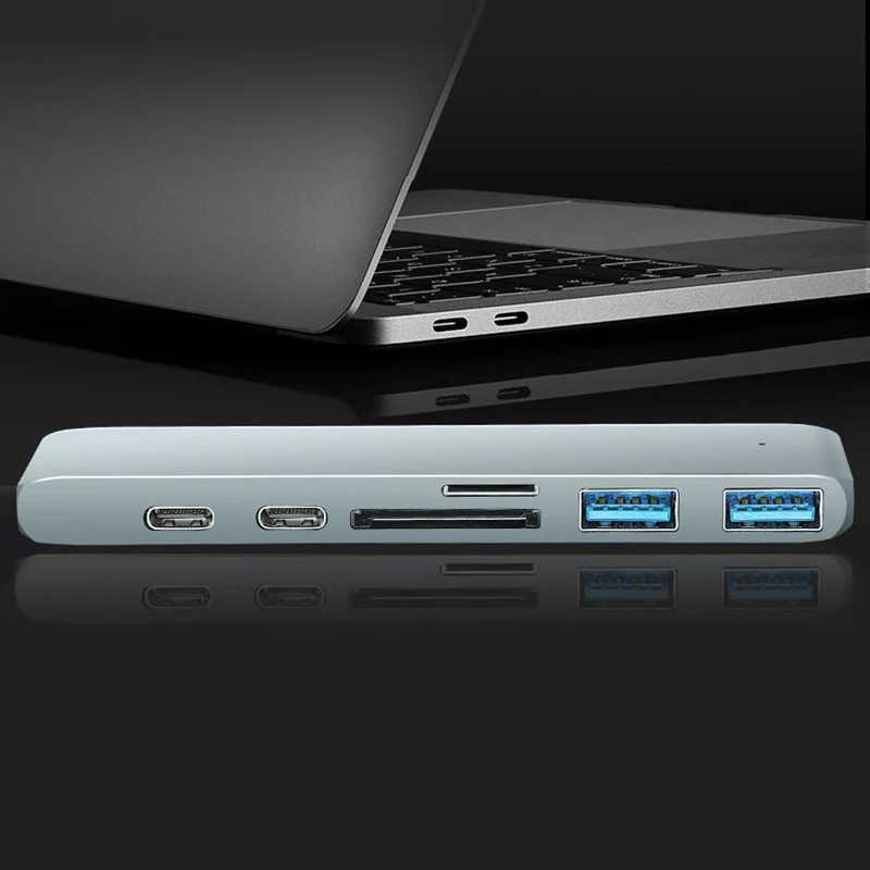USB C Hub 6 In 1 Docking Station Adapter For MacBook Pro Air 2016 2017 2018 2019 2020 2022 13 15 Inch_voghion.com