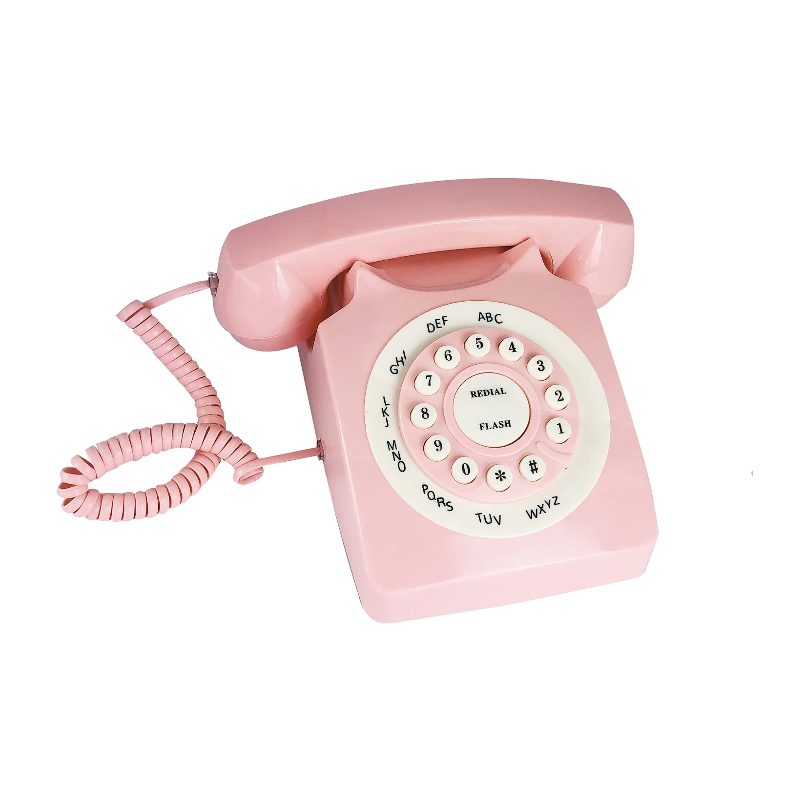 Peohud Teléfono fijo retro, teléfono de escritorio clásico con cable,  teléfono vintage con botón de marcación antiguo con función de
