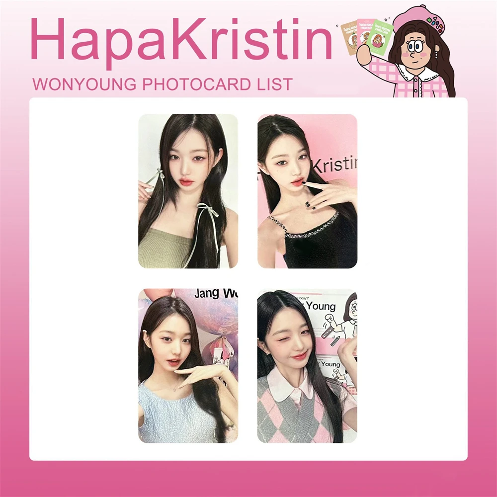 

4Pcs/Set KPOP IVE Photocards Wonyoung Color Contacts 4.0 Postcard Jang Won Young Double-Sided Lomo Cards Fan Collection Gift