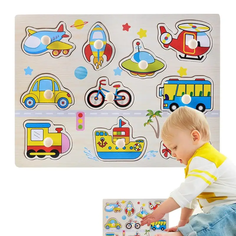 

Деревянные пазлы для малышей, мультяшный пазл, деревянный декоративный пазл для малышей 1-2, обучающая развивающая игрушка для детского сада