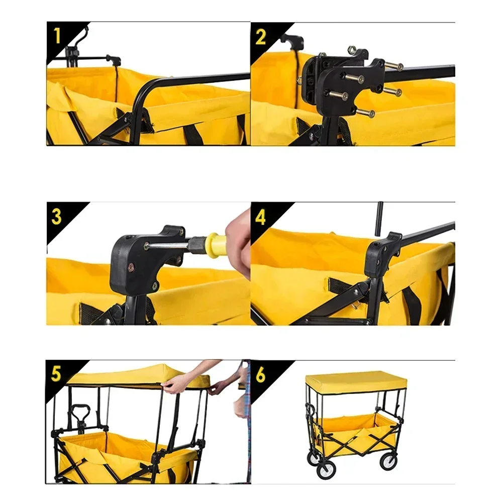 1&times;Awning Canopy For Camping Wagon Cart Garden Wagon Sun Shade Cover Trolley Cart Easy Installation Outdoor Accessories