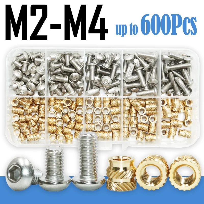 screw bolt nut set stainless steel screws hex nuts assortment kit Heating Brass Insert Nut Round Head Allen Screw Stainless Steel Hot Melt Injection Embedment Threaded 3d Print Insertnut Nut
