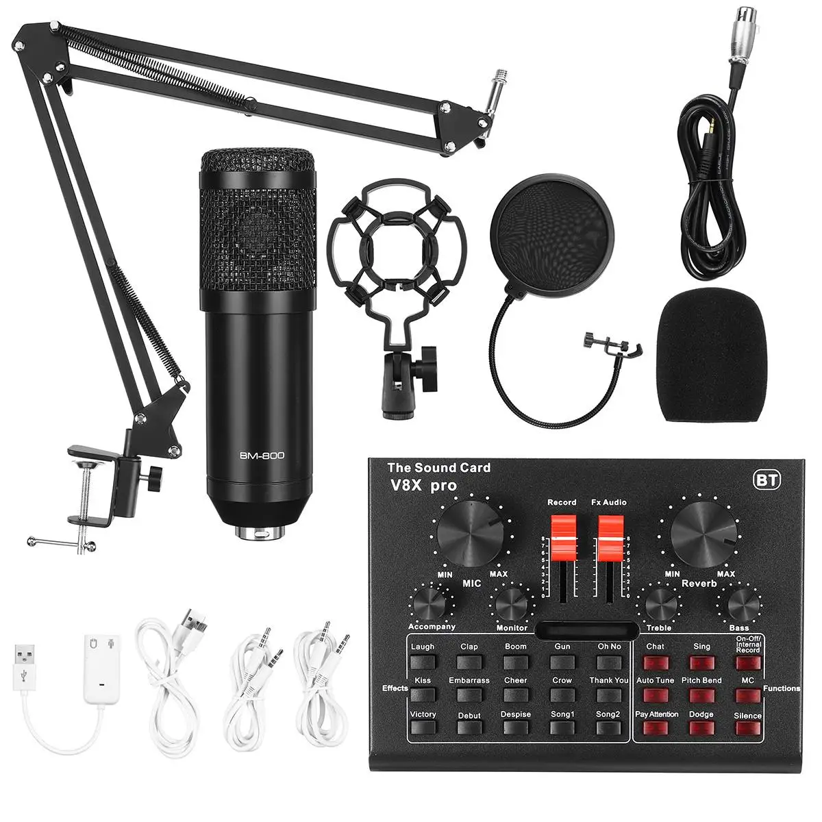 

Professional Microfone BM 800 Karaoke Microphone Condenser Microphone Kits Bundle Microphone for Studio Recording Computer