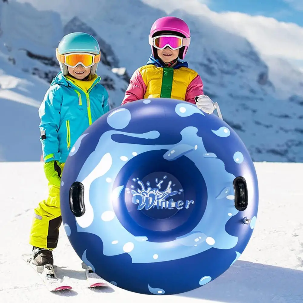 Cold-Resistant Inflatable Snow Tube with Handle Vibrant Color Thickened Ski Circle Heavy Duty Snow Sled Outdoor Winter Toys