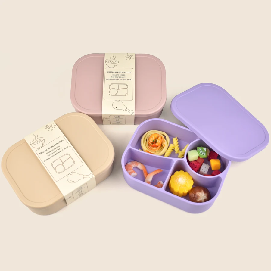 1PCSilicone Food Storage Box Portable Lunch Box For Food Dinnerware Food Container Feeding Bowl Lunchbox Children's Tableware 2