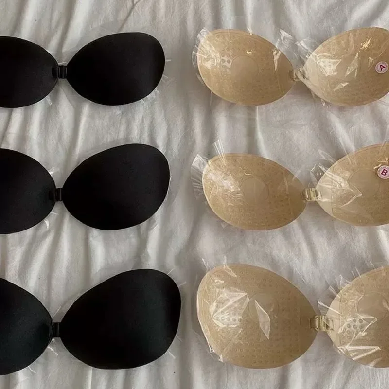 Women's Invisible Strapless Adhesive Stick Bra Strapless Push Up Bras Lingerie Seamless Silicone Nipple Cover Bralette Underwear