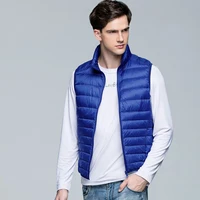 Winter New Men White Duck Down Vest Ultralight Sleeveless Vest Jacket Fashion Stand Collar Men Large Size Loose Vest Male M-4XL